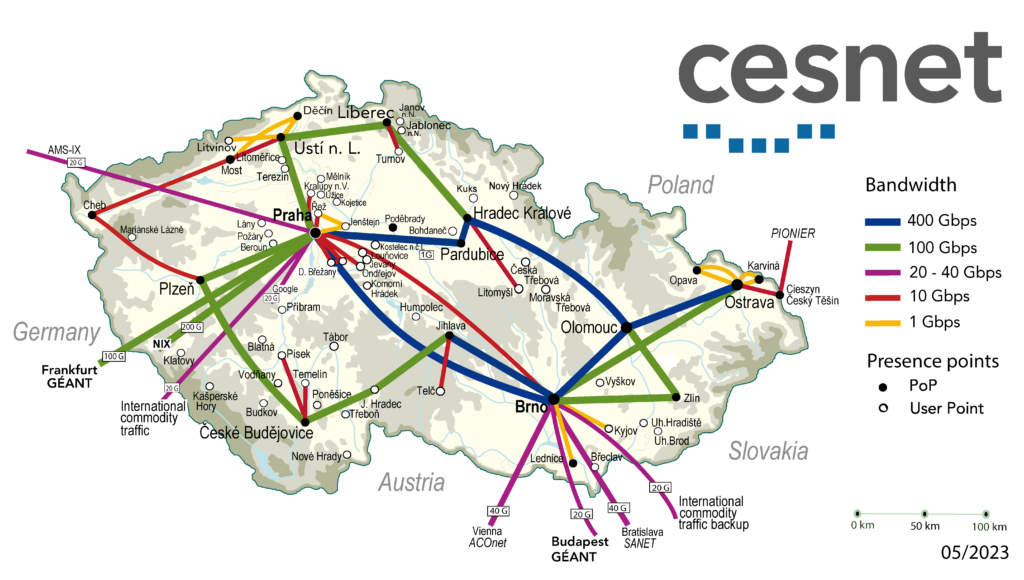 Topologie sítě CESNET
